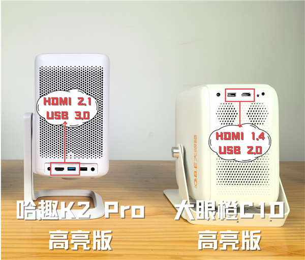 K2Pro高亮版对比大眼橙C1D高亮版！PG麻将胡了2试玩千元投影性价比之争：哈趣(图3)